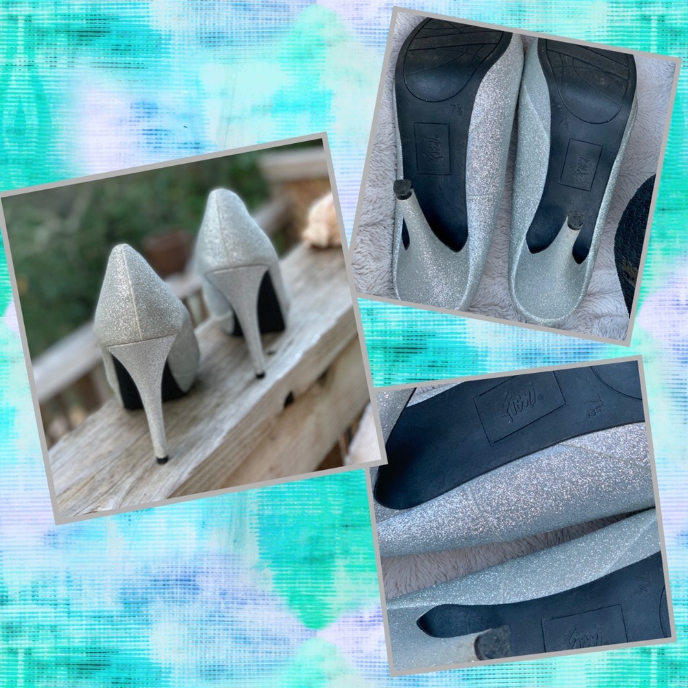 NIB Fioni Silver Sparkly open toe heels. 7 1/2 - Picture 7 of 7